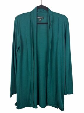 Cynthia Rowley Merino Wool Cardigan Green Open Front Lightweight Sweater Medium